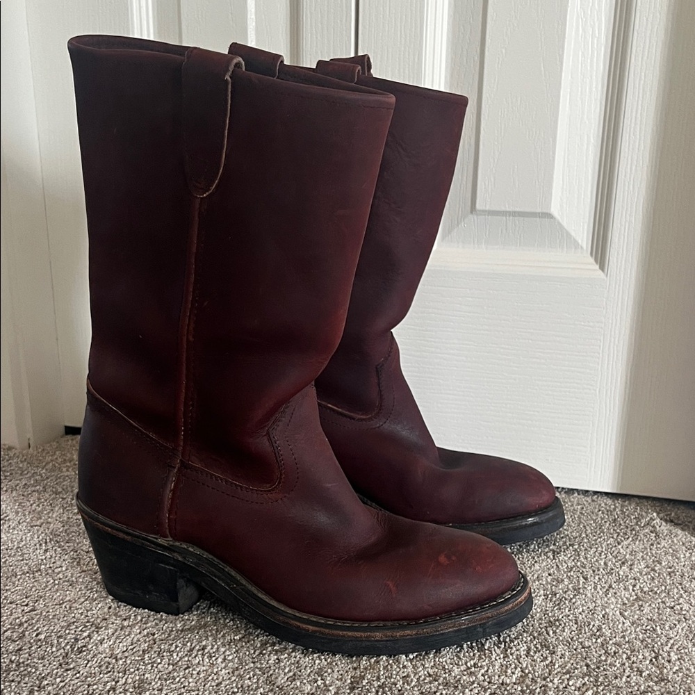 Burgundy Leather Biker/Cowboy Boots